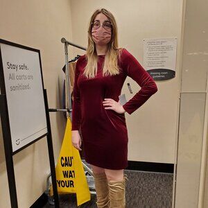 long sleeve velvet swing dress